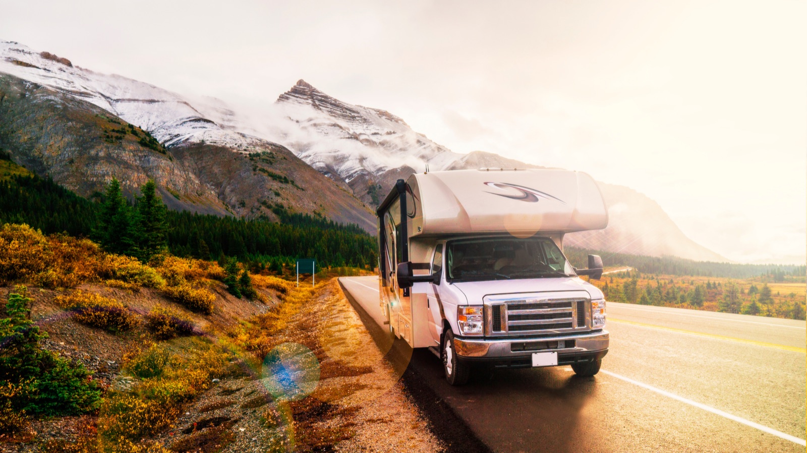 Motorhome on a mountain highway in Utah